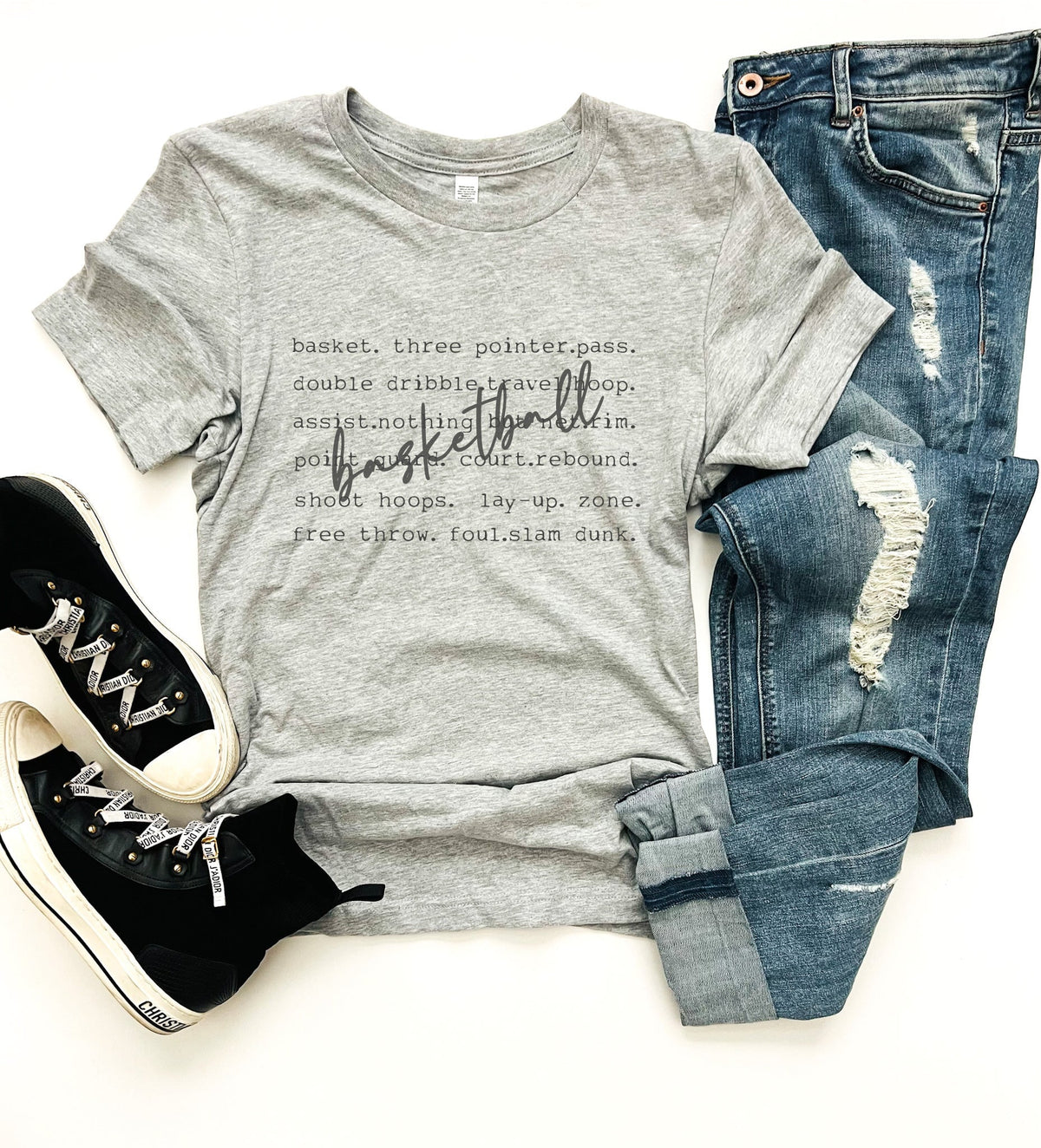 Basketball words tee Short sleeve football tee Bella canvas 3001