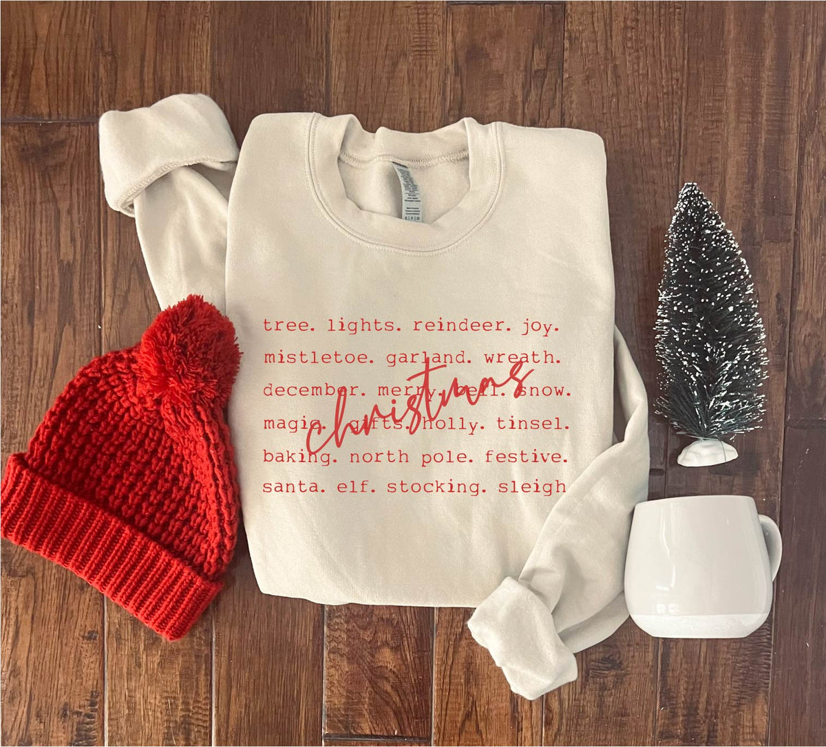 Christmas words basic sweatshirt Holiday sweatshirt Gildan 18000 sweatshirt