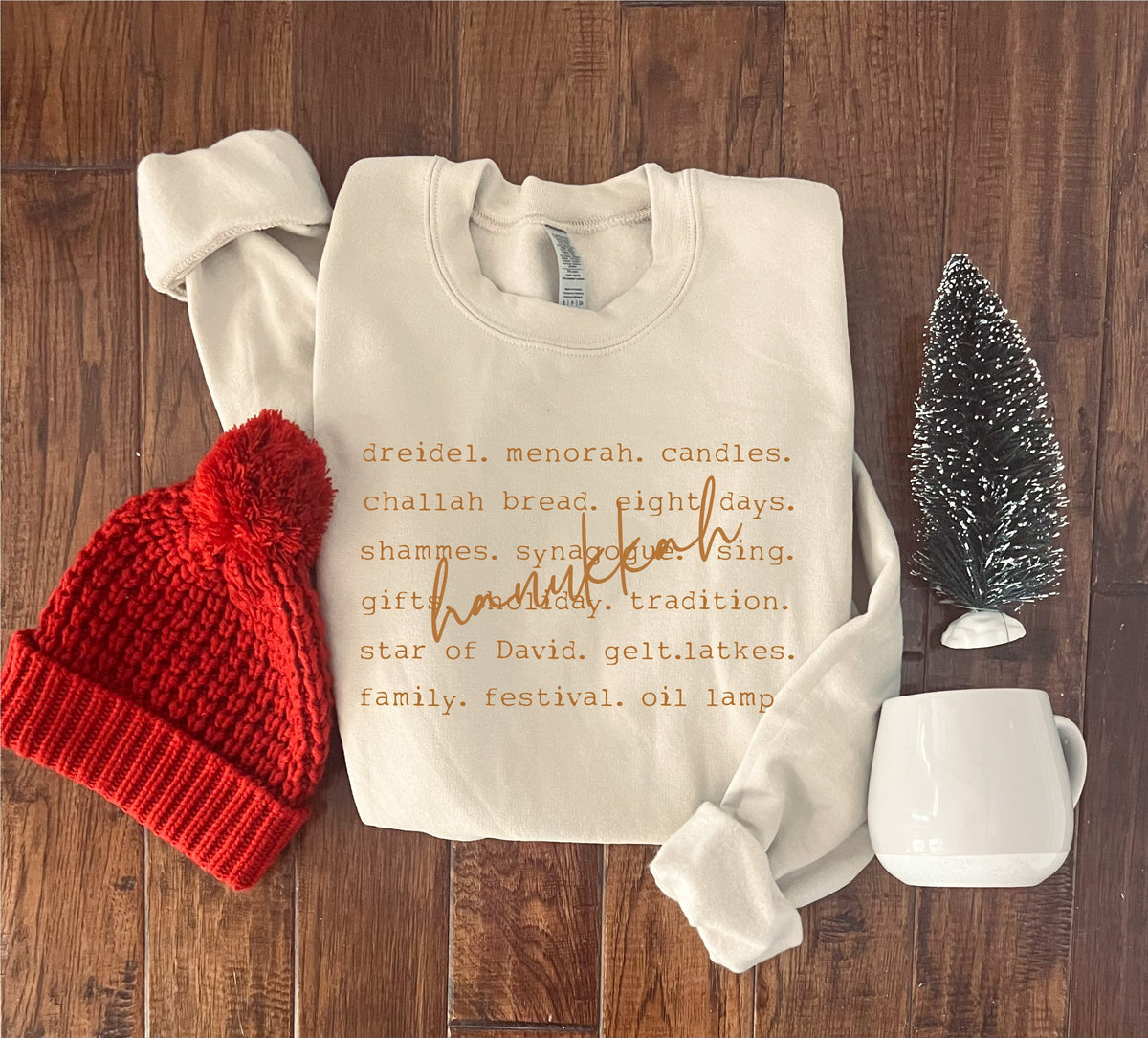 Hanukkah words basic sweatshirt Holiday sweatshirt Gildan 18000 sweatshirt
