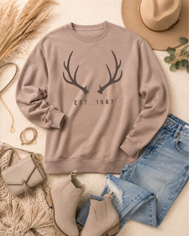 Hunting Antlers Sweatshirt camo Cotton heritage fleece