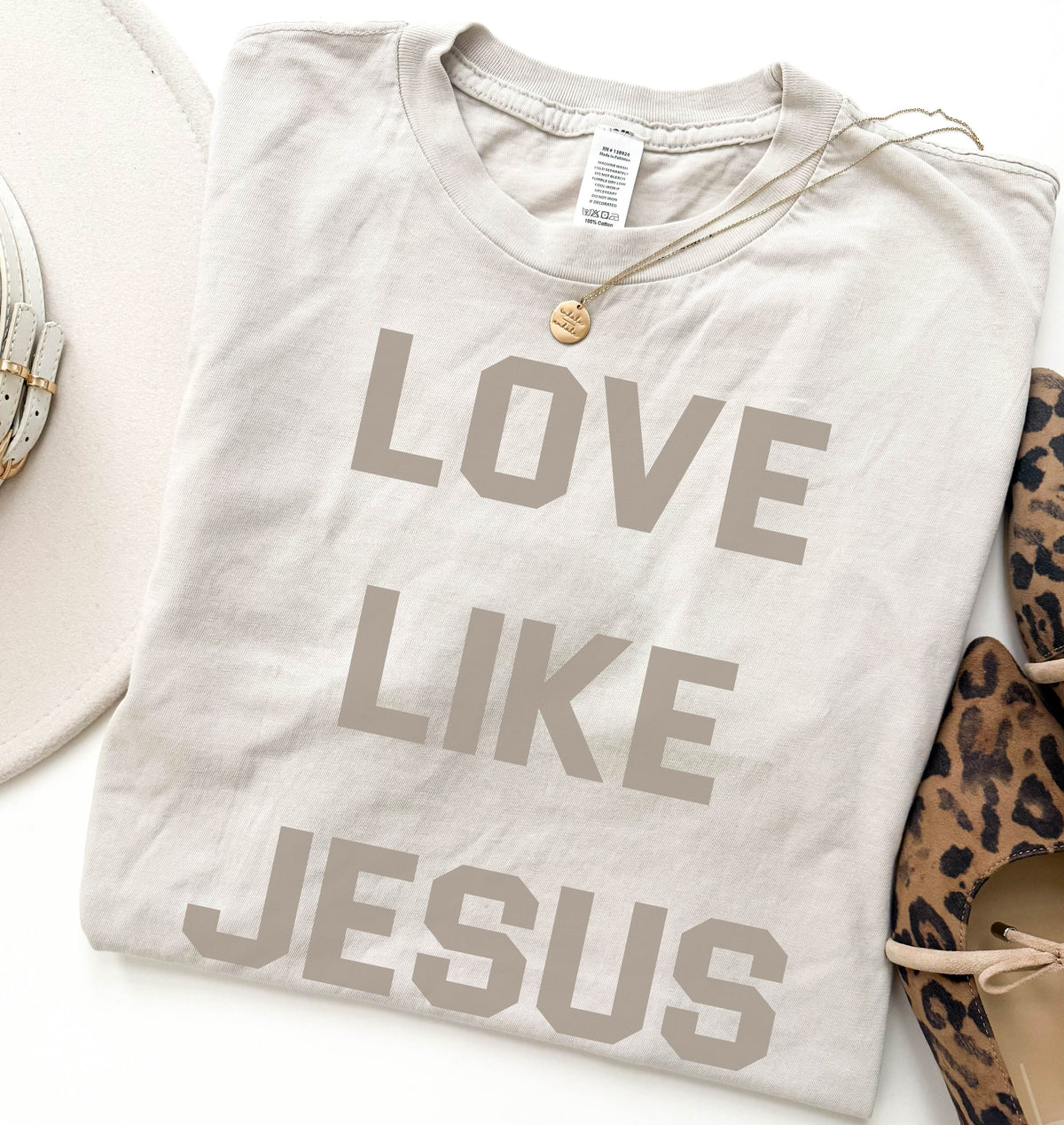 Love like Jesus vintage wash tee coffee Lane Seven Vintage brown