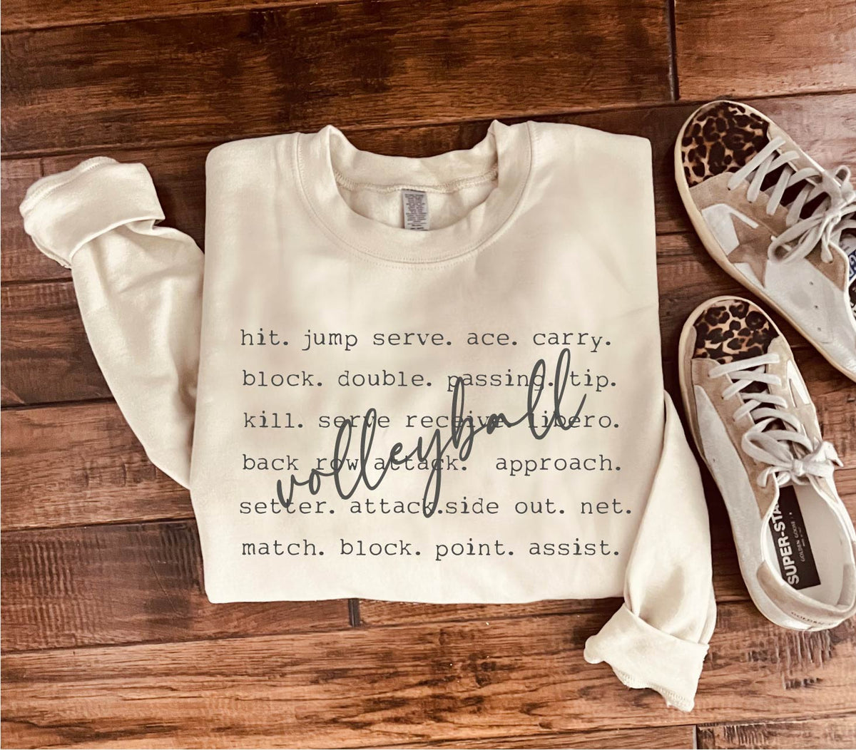 Volleyball words basic sweatshirt Sports collection, volleyball Gildan 18000 sweatshirt