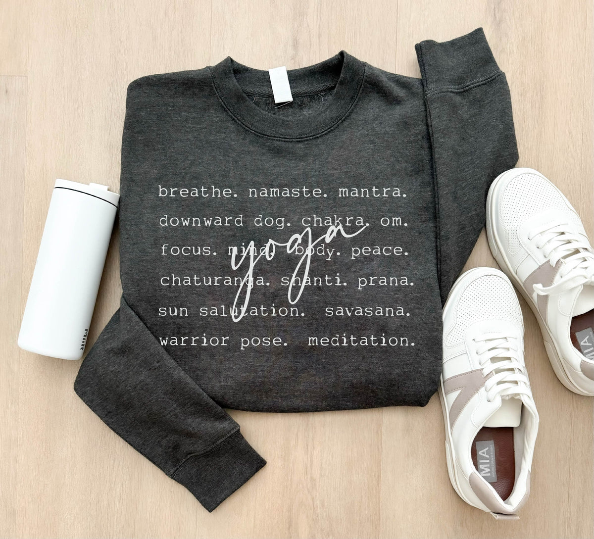 Yoga words basic sweatshirt Sports collection Gildan 18000 sweatshirt
