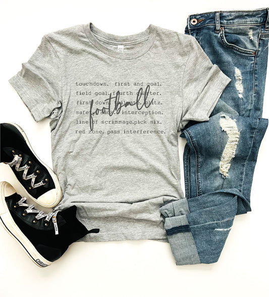Football words tee words Bella canvas 3001 