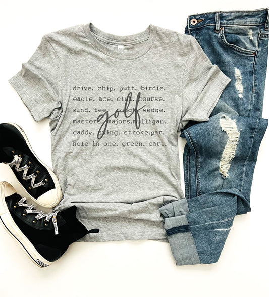 Golf words tee archery, sports Bella canvas 3001 