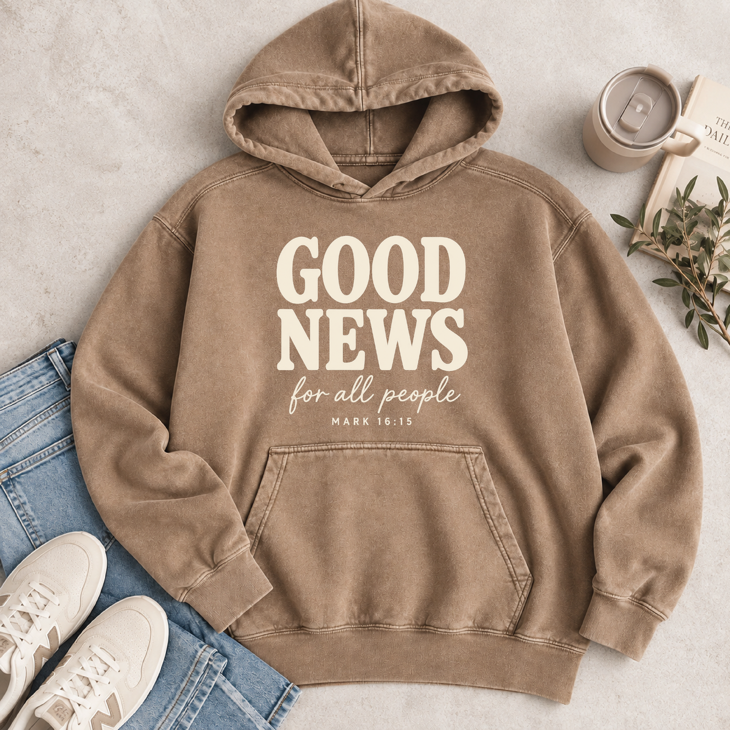 Good News For All People Vintage Wash Hoodie faith based Lane Seven 