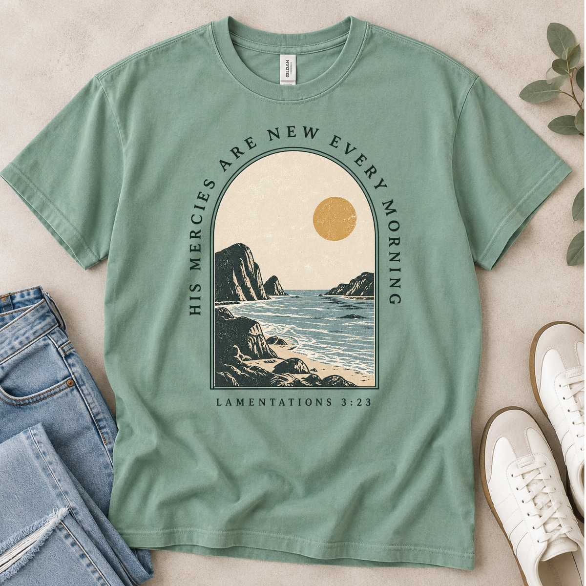 His Mercies are New Every Morning Heavyweight Tee faith based Lane seven natural 