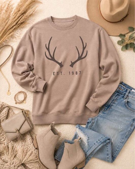 Hunting Antlers Sweatshirt camo Cotton heritage fleece 