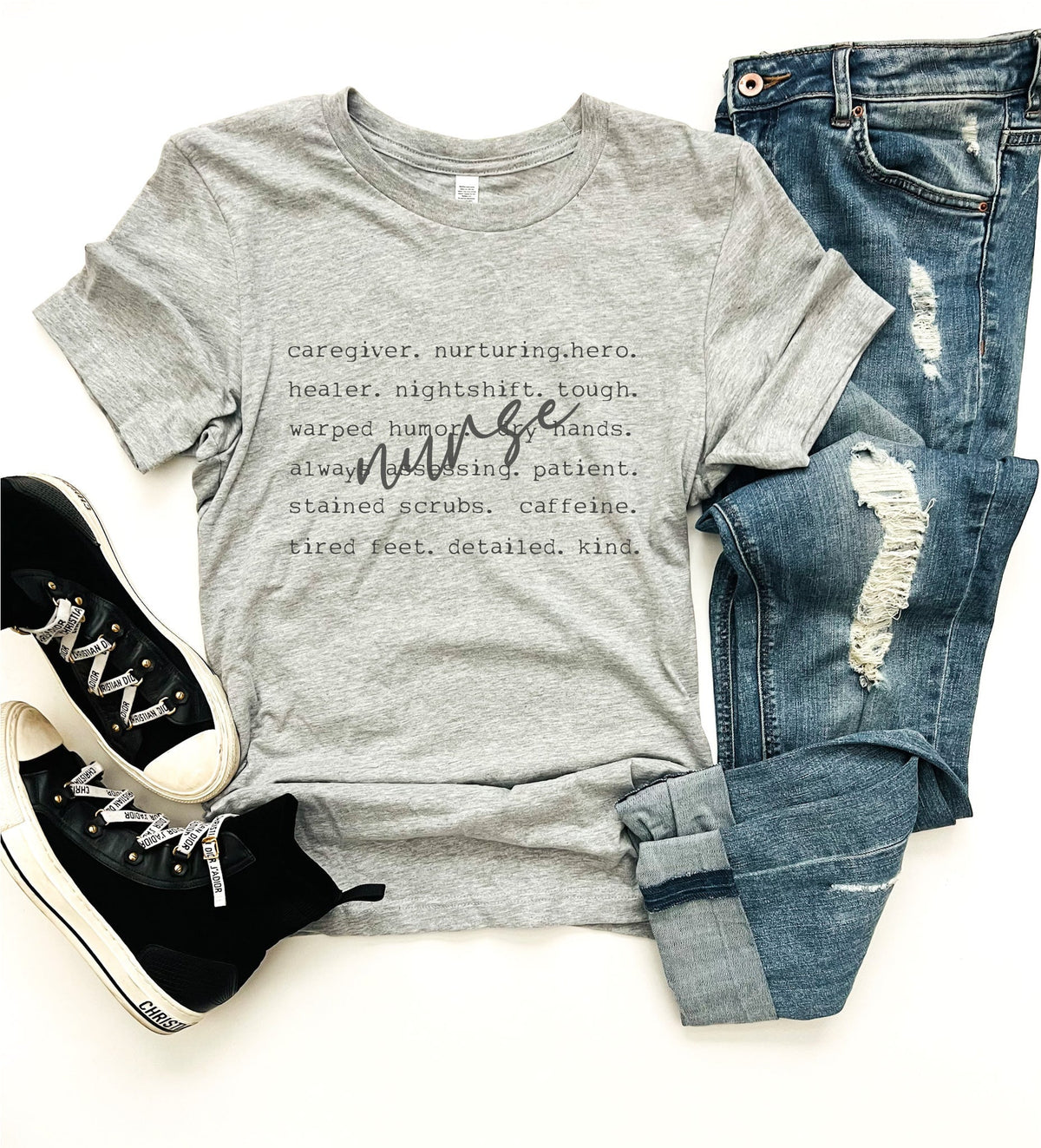 Nurse words tee Teacher collection Bella canvas 3001 