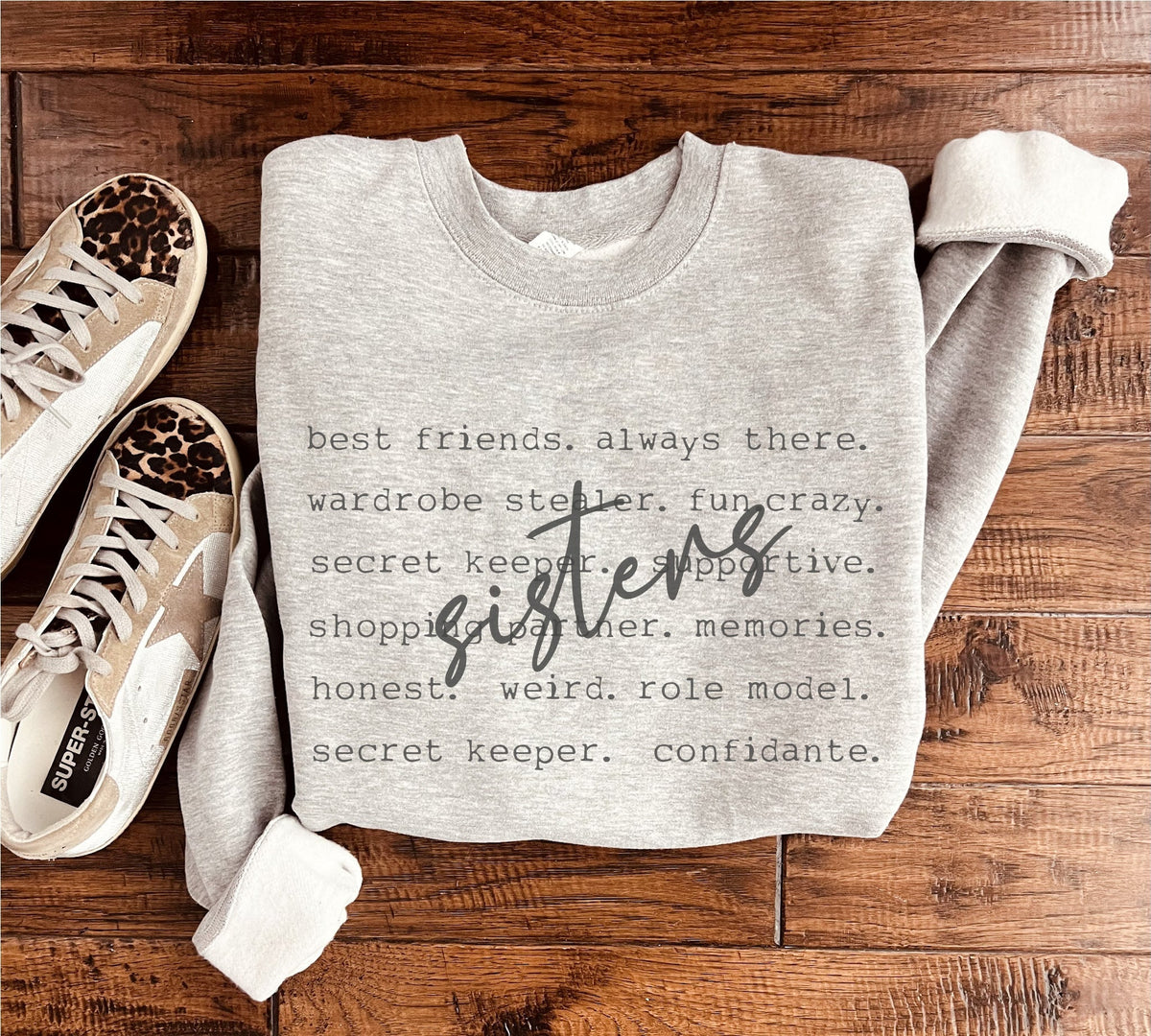 Sisters words basic sweatshirt Mom collection Gildan 18000 sweatshirt 