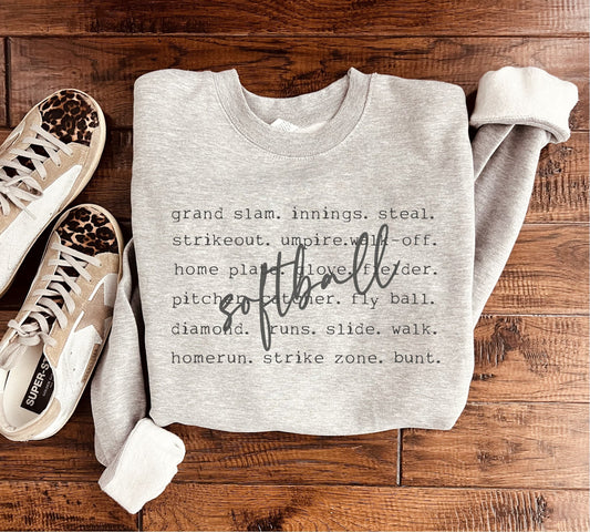Softball words basic sweatshirt Football collection Gildan 18000 sweatshirt 